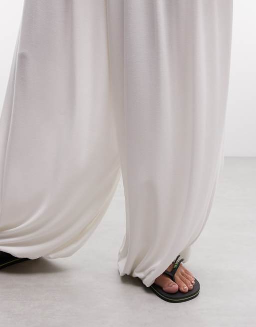ASOS DESIGN jogger a gamba larga color ecru, 3 di 5