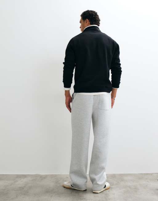 ASOS DESIGN jogger a gamba larga in tessuto effetto scuba con cucitura ritorta grigio, 2 di 5
