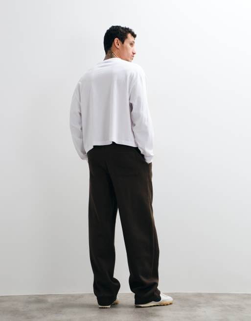ASOS DESIGN jogger à jambes larges avec couture torsadée en tissu effet scuba marron, 5 de 5