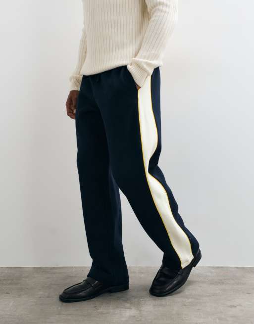 ASOS DESIGN jogger à jambes larges avec passepoil et empiècements bleu marine, 2 de 5