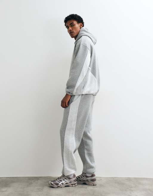 ASOS DESIGN jogger affusolati con taglio e cucitura e profili a contrasto in grigio mélange