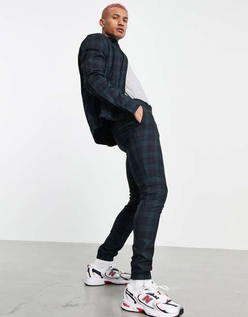 ASOS DESIGN - Jogger ajusté habillé à carreaux tartan (pièce d’ensemble) - Vert