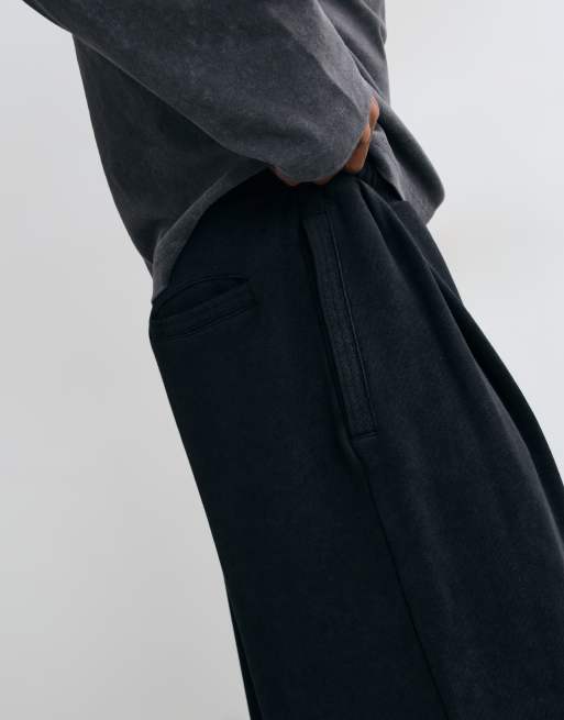 ASOS DESIGN jogger barrel à plis avec cordon élastique en noir délavé, 5 de 5