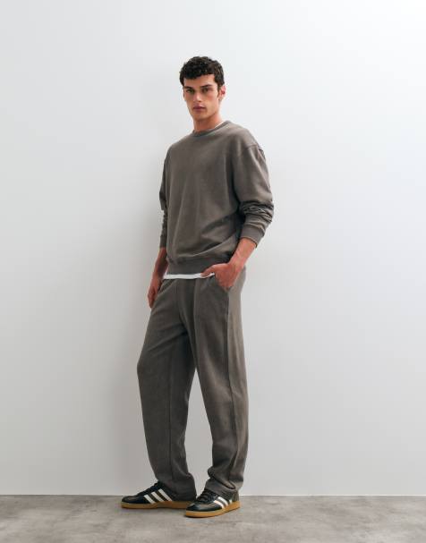 ASOS DESIGN jogger co-ord met rechte pijpen en acid wash in grijs - view 1