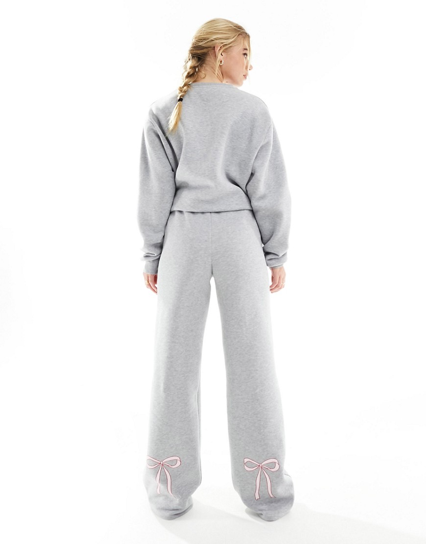 ASOS DESIGN jogger co ord with bow detail in grey marl