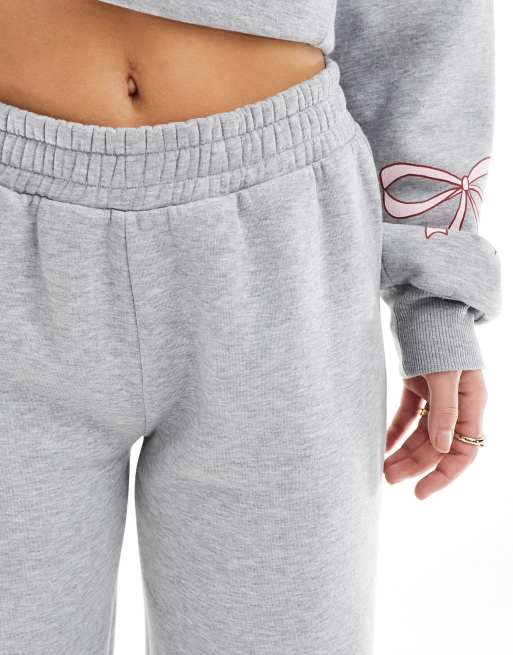 ASOS DESIGN jogger co ord with bow detail in grey marl