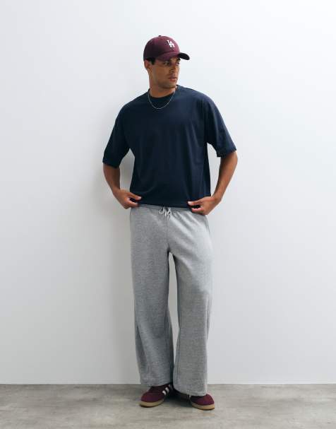 ASOS DESIGN jogger cocoon a gamba bombata grigio mélange - view 1