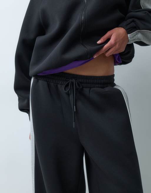 ASOS DESIGN jogger con paneles en tejido tipo scuba en negro y gris, 5 de 5