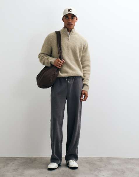 ASOS DESIGN jogger coordinato a gamba ampia in tessuto a coste, grigio antracite - view 1