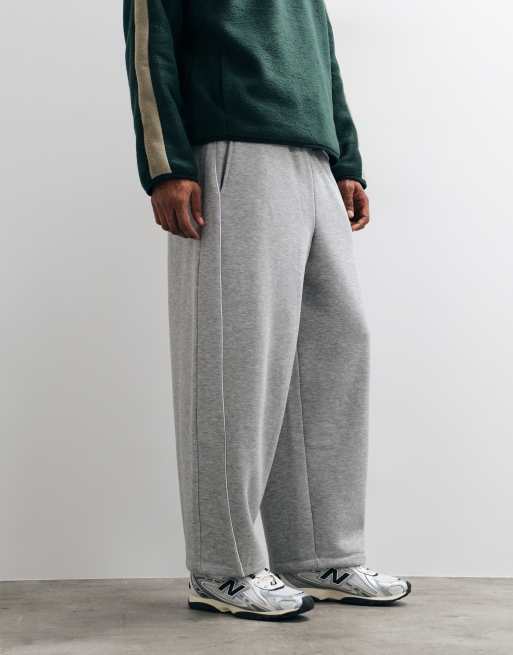 ASOS DESIGN jogger coupe cocon avec passepoil en gris chiné en polycoton, 3 de 5