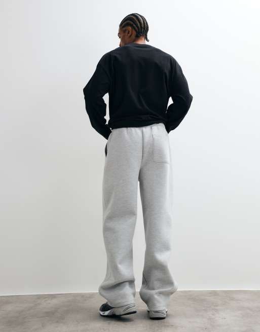 ASOS DESIGN - jogger de pernera ancha con estampado en tejido estilo scuba en gris jaspeado, 5 de 5