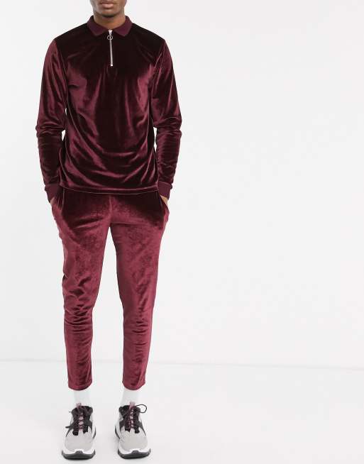 ASOS DESIGN - Ensemble en velours - Bordeaux, 3 de 3