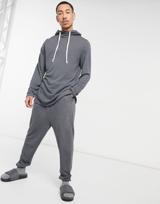 ASOS DESIGN - Jogger d'ensemble léger ultra doux à entrejambe bas en viscose - Anthracite chiné