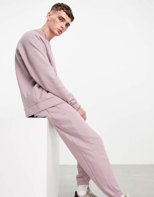 ASOS DESIGN - Jogger d'ensemble oversize à empiècements côtelés - Violet clair