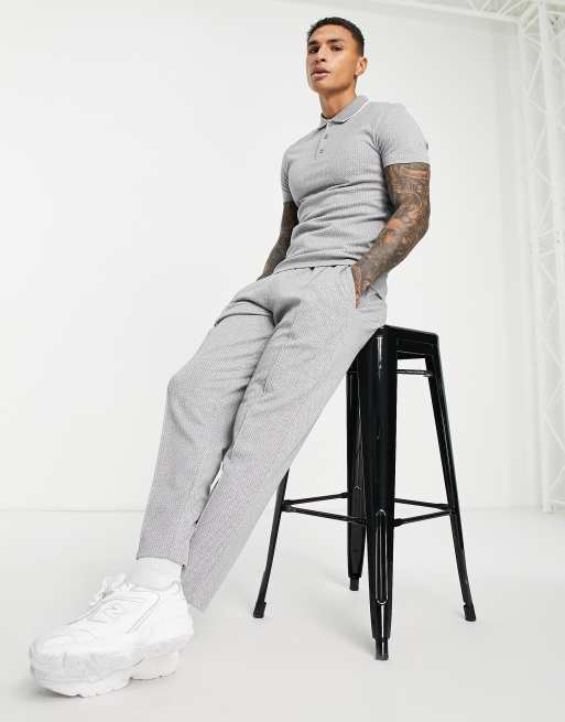 ASOS DESIGN - Jogger d'ensemble slim habillé et texturé - Gris