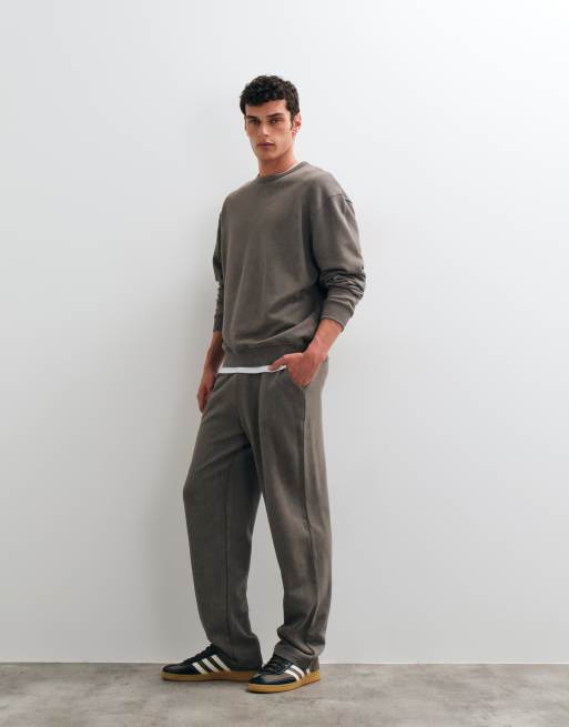 ASOS DESIGN - Coordinato grigio lavaggio acido con joggers dritti e maglione comodo girocollo, 3 di 3