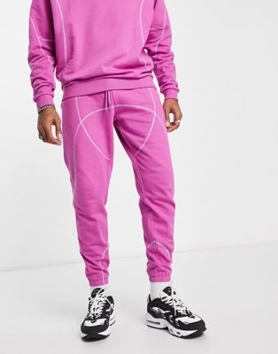 ASOS DESIGN co-ord straight leg joggers with contrast stitching in purple - ASOS Price Checker