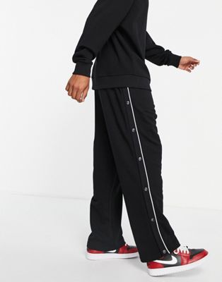 ASOS DESIGN co-ord oversized straight leg joggers with poppers and piping in black - ASOS Price Checker