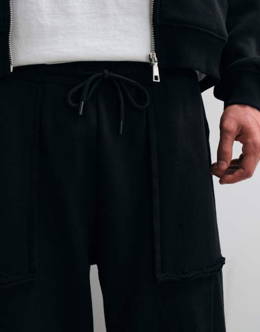 ASOS DESIGN jogger large avec poches fatigue en polycoton noir, 5 de 5