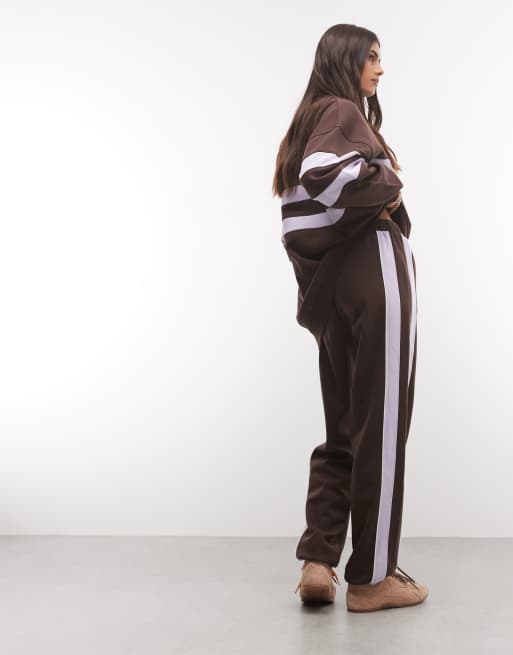 ASOS DESIGN jogger met contrasterende details in bruin en lila, 5 van 5