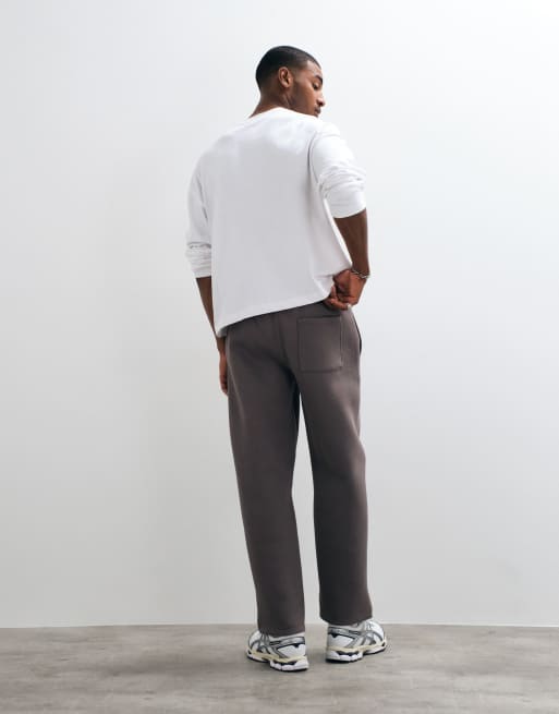 ASOS DESIGN jogger met rechte pijpen en gebogen bies in piqué-effect in grijs, 4 van 5