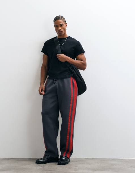 ASOS DESIGN Jogger mit geradem Bein und gewebtem Band in Anthrazit - view 1