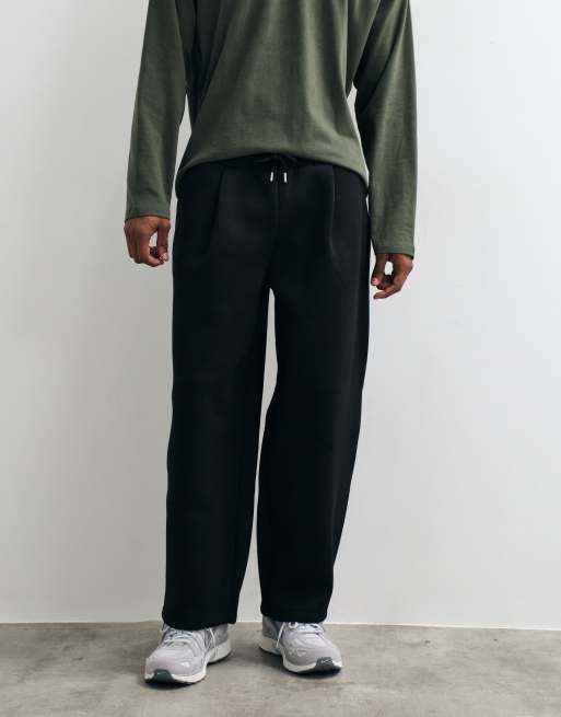 ASOS DESIGN jogger oversize à jambes ballon en tissu style scuba avec plis noir, 3 de 5