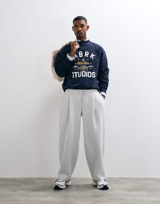 ASOS DESIGN jogger oversize a palloncino in tessuto effetto scuba con pieghe grigio mélange, 3 di 5