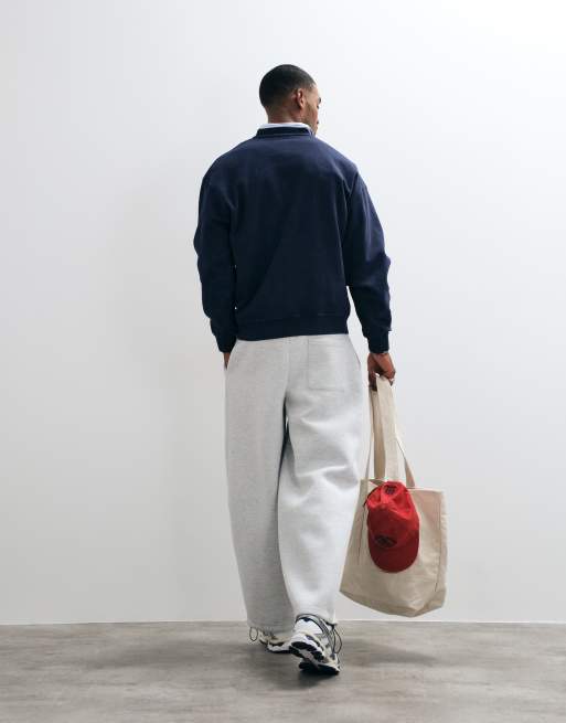 ASOS DESIGN jogger oversize à plis en tissu style scuba gris chiné, 4 de 5