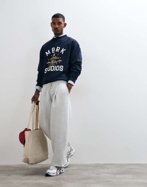 ASOS DESIGN - jogger oversize con volumen tipo globo en tejido estilo scuba con pinzas en gris jaspeado - view 1