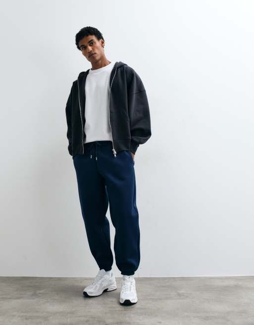 ASOS DESIGN - jogger oversize de tejido estilo scuba en azul marino, 3 de 5