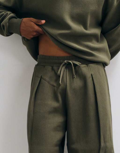 ASOS DESIGN jogger oversize texturé à côtes vert, 2 de 5