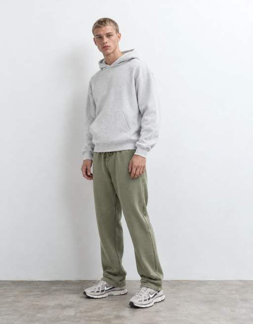 ASOS DESIGN jogger premium de tejido grueso recto lavado en caqui, 6 de 9