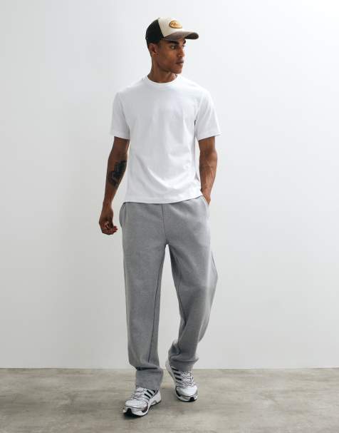 ASOS DESIGN jogger premium épais 400 g/m² à jambe droite en gris chiné - view 1
