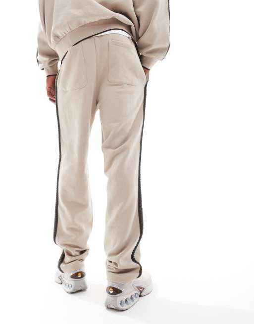 ASOS DESIGN - Joggers a fondo ampio beige con fettuccia, 4 di 5
