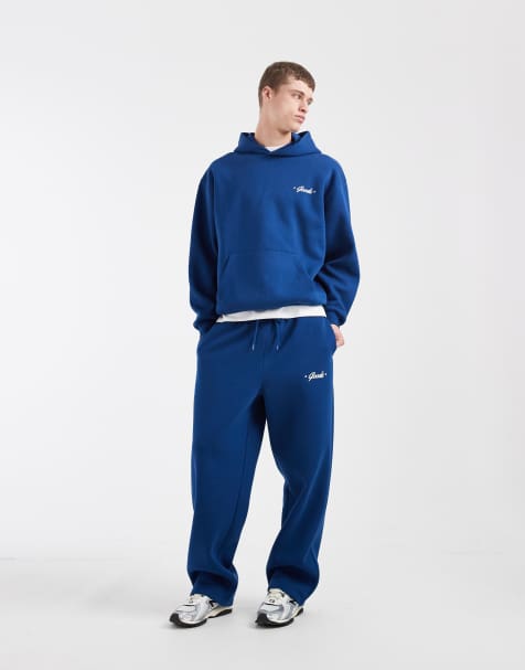 ASOS DESIGN - Joggers a fondo ampio blu con grafica - view 1