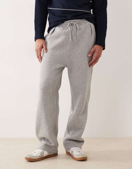 ASOS DESIGN - Joggers a fondo ampio con dettaglio sull'orlo grigio mélange
