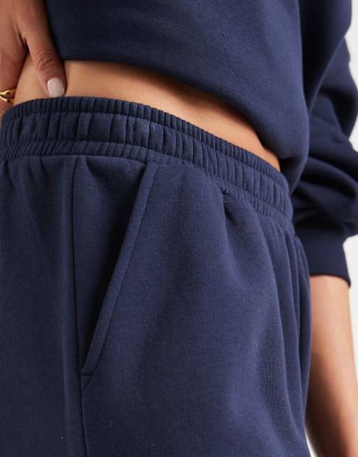 ASOS DESIGN - Joggers a fondo ampio con retro spazzolato color blu navy, 5 di 5