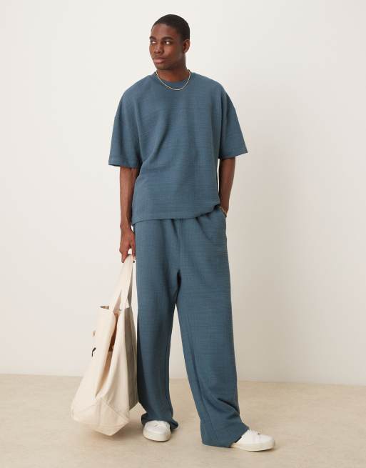 ASOS DESIGN - Joggers a fondo ampio effetto lino color antracite