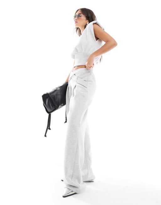 ASOS DESIGN - Joggers a fondo ampio grigi sartoriali con incrocio, 5 di 5