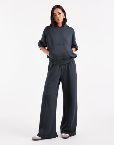 ASOS DESIGN - Joggers a fondo ampio in tessuto cupro morbido al tatto color grigio antracite - view 1