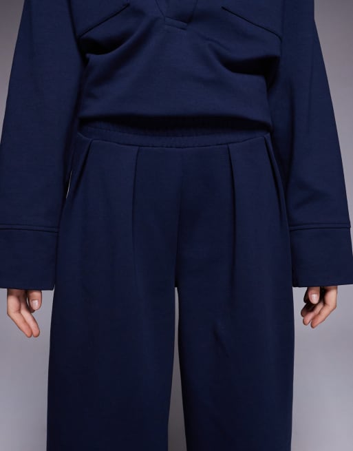 ASOS DESIGN - Joggers a fondo ampio in tessuto interlock color blu navy in coordinato, 3 di 5