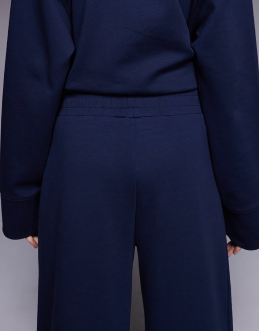 ASOS DESIGN - Joggers a fondo ampio in tessuto interlock color blu navy in coordinato, 4 di 5