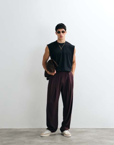 ASOS DESIGN - Joggers a fondo ampio marroni a pieghe in coordinato - view 1