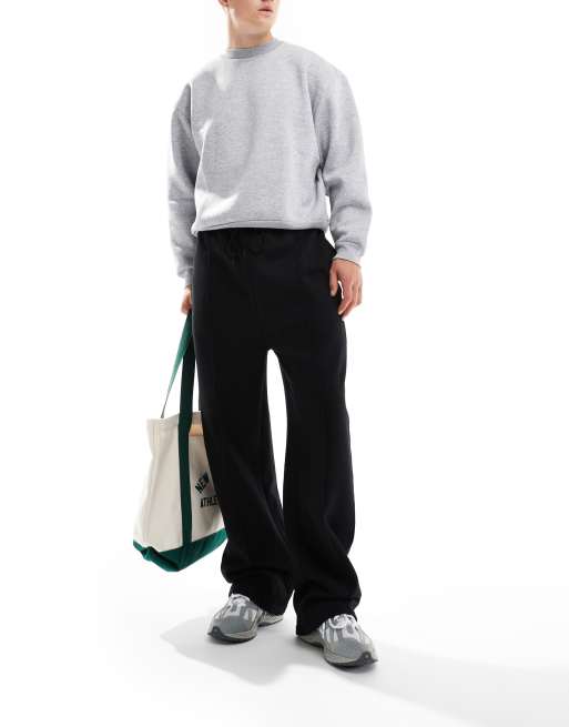 ASOS DESIGN - Joggers a fondo ampio neri con pinces