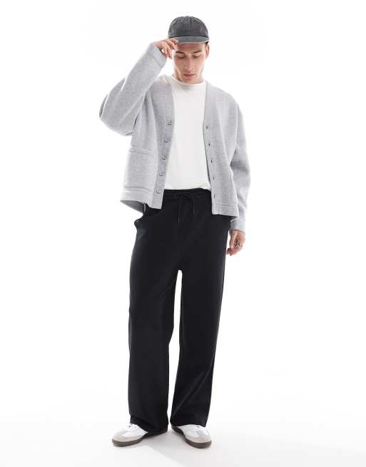 ASOS DESIGN - Joggers a fondo ampio neri con riga sul lato a contrasto, 2 di 6