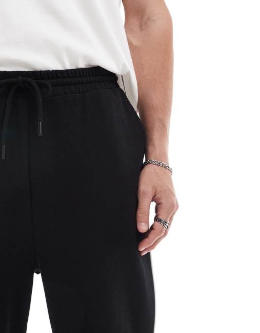 ASOS DESIGN - Joggers a fondo ampio neri con riga sul lato a contrasto, 5 di 6
