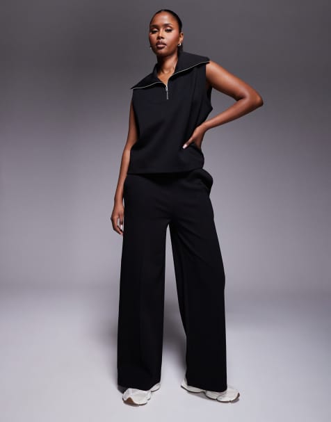 ASOS DESIGN - Joggers a fondo ampio neri in interlock in coordinato - view 1