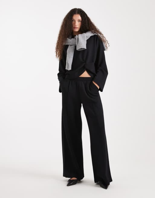 ASOS DESIGN - Joggers a fondo ampio neri in tessuto cupro