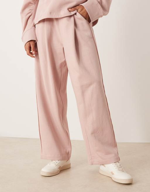 ASOS DESIGN - Joggers a fondo ampio rosa a nido d'ape con pannelli in coordinato, 3 di 5